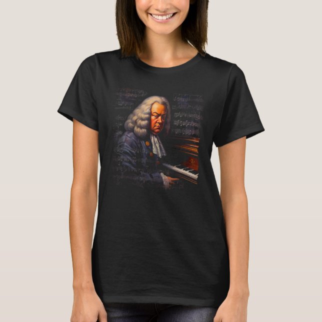 Pop Johann Sebastian Bach Music Piano Pianist T-Shirt (Front)