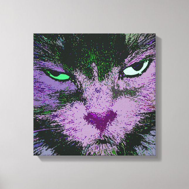 Pop Kitty Pink Wrapped Canvas Print (Front)