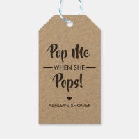 Pop Me When She Pops, Baby Shower Gift Tag, Kraft Gift Tags