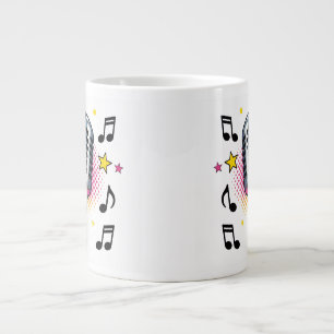 Pop microphone with colorful stars and music notes giant coffee mug
