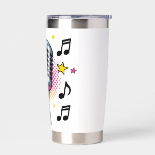 Pop microphone with colorful stars and music notes insulated tumbler