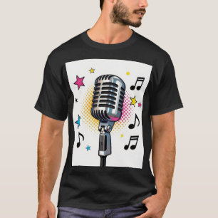 Pop microphone with colorful stars and music notes T-Shirt