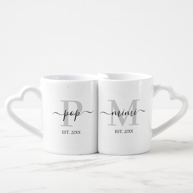 Pop & Mimi Monogram New Grandparents Mug Set  (Front Nesting)