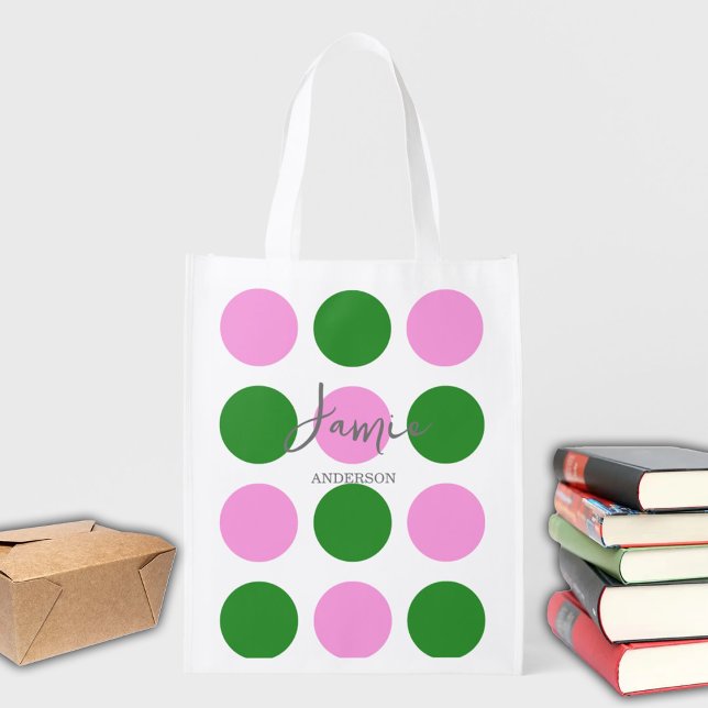 Pop Mix Polka Dots Custom Name Reusable Bag (Creator Uploaded)