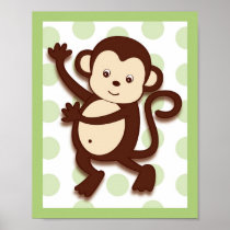 Pop Mod Monkey Jungle Nursery Wall Art Print 8X10