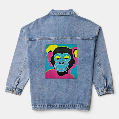 Pop Monkey Fun Cute Trendy For Men Women  Kids  Denim Jacket
