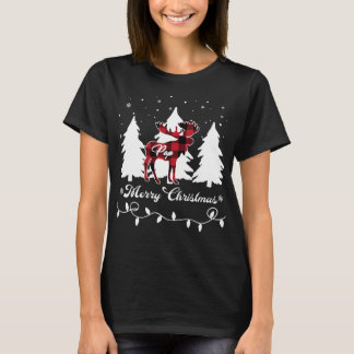 Pop Moose Buffalo Red Plaid Christmas Matching Fam T-Shirt