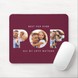 Pop multi photo modern burgundy elegant mouse pad<br><div class="desc">Pop multi photo modern contemporary elegant typography child gift. Ideal fathers day,  birthday or Christmas gift. Burgundy color can be changed.</div>