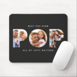 Pop multi photo modern elegant contemporary black mouse pad<br><div class="desc">Pop multi photo modern contemporary elegant typography child gift. Ideal fathers day,  birthday or christmas gift. Black color can be changed.</div>