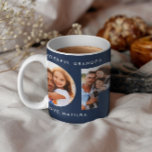 Pop multi photo modern elegant navy blue gift coffee mug<br><div class="desc">Pop multi photo modern typography elegant contemporary child gift design. Ideal fathers day,  birthday or christmas gift. Navy blue color can be changed.</div>