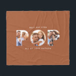 Pop multi photo modern elegant terracotta gift fleece blanket<br><div class="desc">Pop multi photo modern contemporary elegant typography child gift. Ideal fathers day,  birthday or christmas gift. Terracotta color can be changed.</div>