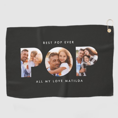 Pop multi photo modern grandpa black elegant golf towel