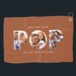 Pop multi photo modern terracotta elegant golf towel<br><div class="desc">Pop multi photo modern contemporary elegant typography child gift. Ideal fathers day,  birthday or Christmas gift. Terracotta color can be changed.</div>