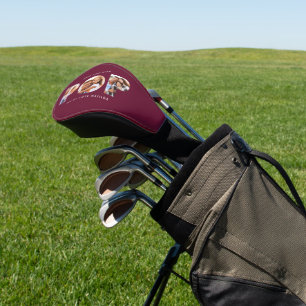 Pop multi photo modern typography burgundy gift golf head cover