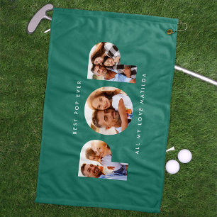Pop multi photo modern typography child gift golf golf towel