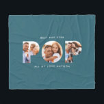 Pop multi photo modern typography elegant teal fle fleece blanket<br><div class="desc">Pop multi photo modern contemporary elegant typography child gift. Ideal fathers day,  birthday or christmas gift. Teal color can be changed.</div>