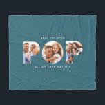 Pop multi photo modern typography elegant teal fle fleece blanket<br><div class="desc">Pop multi photo modern contemporary elegant typography child gift. Ideal fathers day,  birthday or christmas gift. Teal color can be changed.</div>