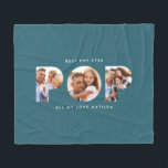 Pop multi photo modern typography elegant teal fleece blanket<br><div class="desc">Pop multi photo modern contemporary elegant typography child gift. Ideal fathers day,  birthday or christmas gift. Teal color can be changed.</div>