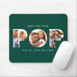 Pop multi photo modern typography green gift mouse pad<br><div class="desc">Pop multi photo modern contemporary elegant typography child gift. Ideal fathers day,  birthday or christmas gift. Green color can be changed.</div>