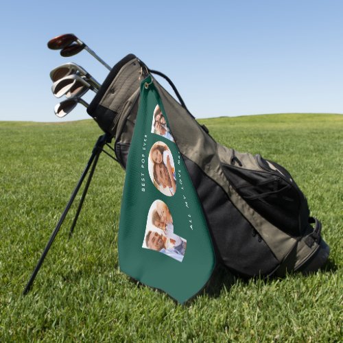 Pop multi photo modern typography green golf towel