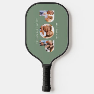 Pop multi photo modern typography sage green pickleball paddle