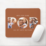 Pop multi photo modern typography terracotta mouse pad<br><div class="desc">Pop multi photo modern contemporary elegant typography child gift. Ideal fathers day,  birthday or christmas gift. Terracotta color can be changed.</div>