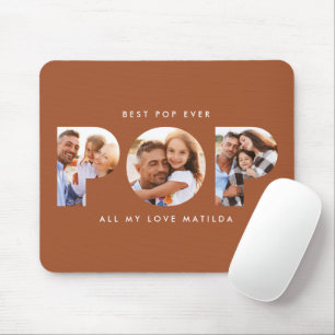 Pop multi photo modern typography terracotta mouse pad