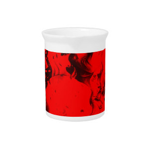 Pop Musician Portraits in Vibrant Red Colors Art Beverage Pitcher