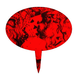 Pop Musician Portraits in Vibrant Red Colors Art Cake Topper