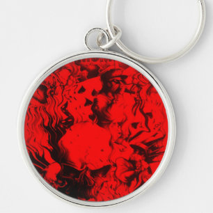 Pop Musician Portraits in Vibrant Red Colors Art  Keychain