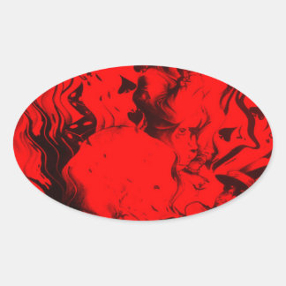 Pop Musician Portraits in Vibrant Red Colors Art  Oval Sticker