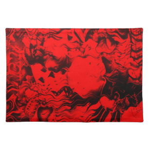 Pop Musician Portraits in Vibrant Red Colors Art Placemat