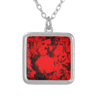 Pop Musician Portraits in Vibrant Red Colors Art Silver Plated Necklace