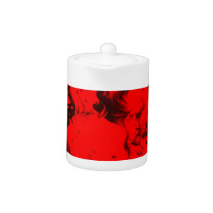 Pop Musician Portraits in Vibrant Red Colors Art Teapot