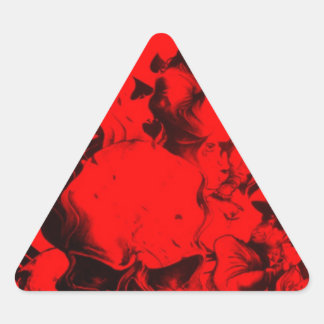 Pop Musician Portraits in Vibrant Red Colors Art  Triangle Sticker