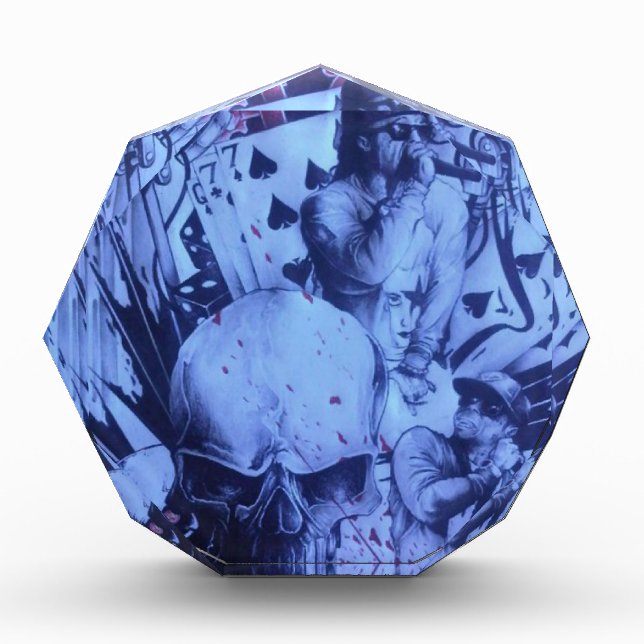 Pop Musicians Blue Purple Art Print Acrylic Award (Front)