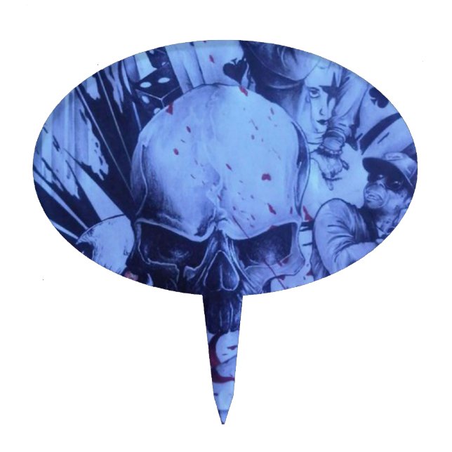 Pop Musicians Blue Purple Art Print Cake Topper (Front)