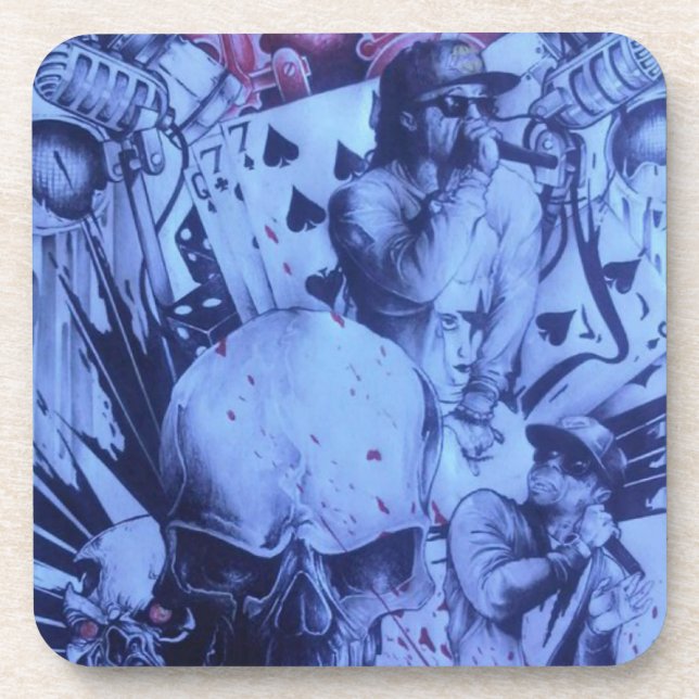 Pop Musicians Blue Purple Art Print Drink Coaster (Front)