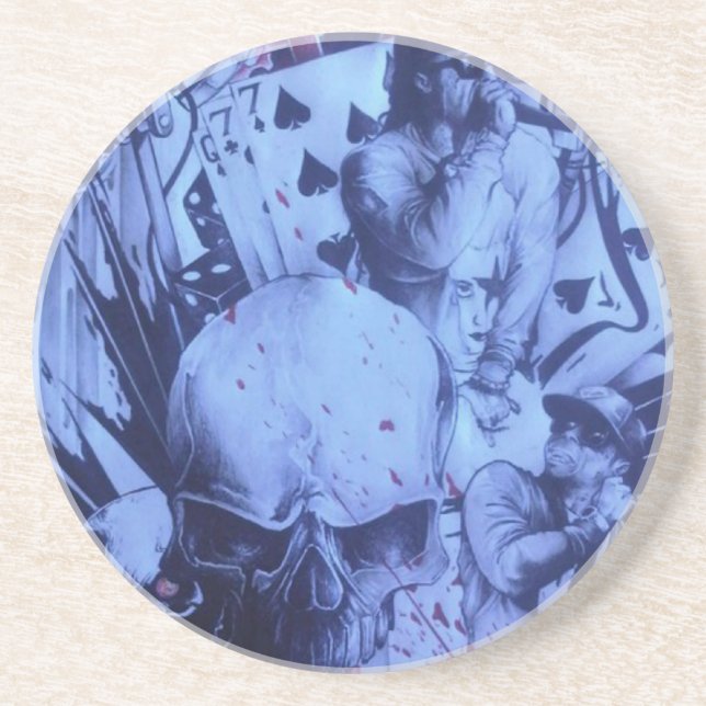 Pop Musicians Blue Purple Art Print Drink Coaster (Front)