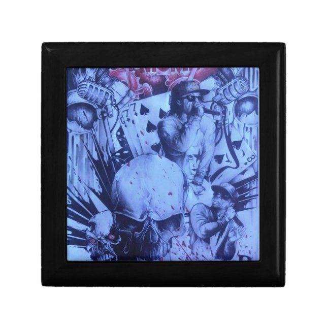 Pop Musicians Blue Purple Art Print Keepsake Box (Front)