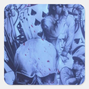 Pop Musicians Blue Purple Art Print Square Sticker