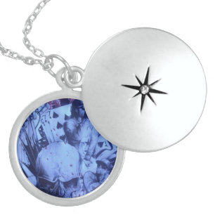 Pop Musicians Blue Purple Art Print Sterling Silver Necklace