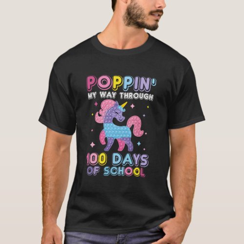 Pop My Way Through 100 Days Of School Unicorn Pop T_Shirt