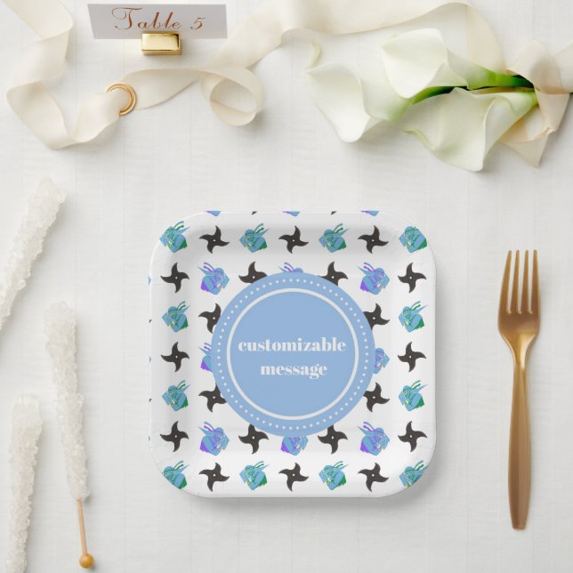Pop Ninja Throwing Star Paper Plates (Wedding)