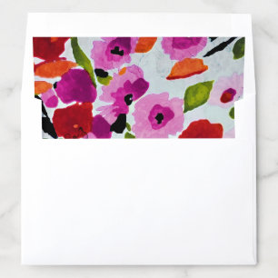 Pop of Bold Color Inky Watercolor Flowers Wedding Envelope Liner