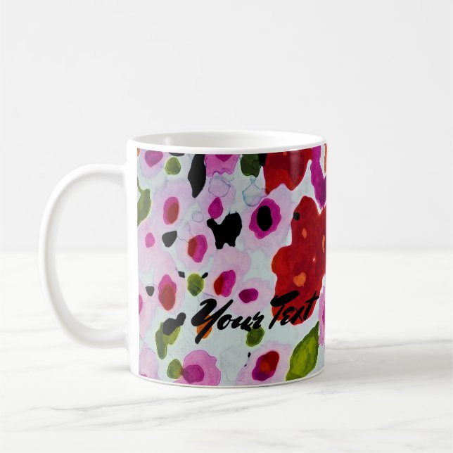 Pop of Bold Color Watercolor Flowers Coffee Mug (Left)