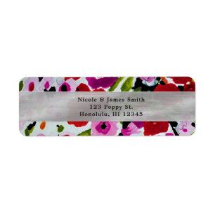 Pop of Bold Color Watercolor Flowers Label