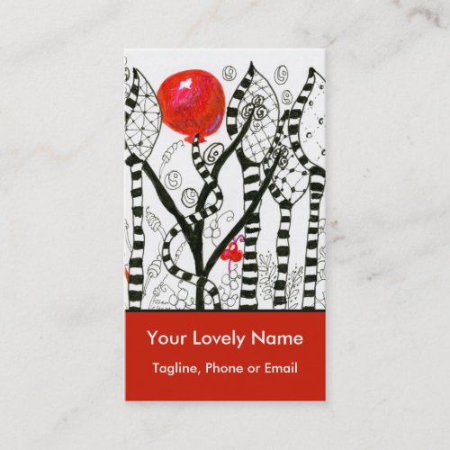 Pop of Color Red Balloon Zendoodle Fanciful Forest Business Card