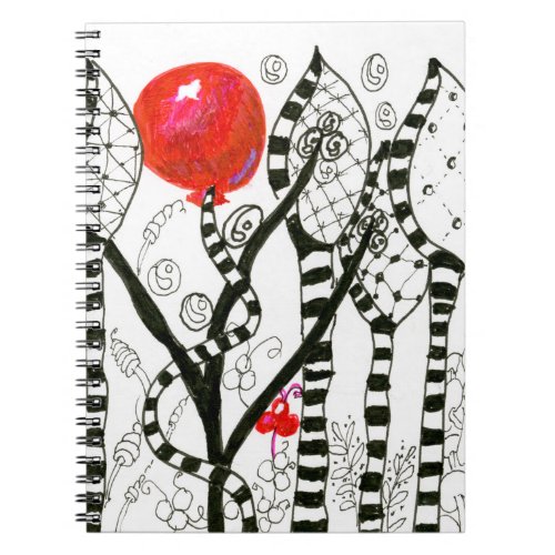 Pop of Color Red Balloon Zendoodle Fanciful Forest Notebook