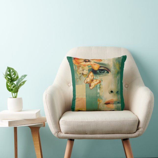 Pop Of Orange Abstract Throw Pillow (Chair)